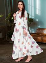 Georgette White Party Wear Printed Readymade Anarkali Suit